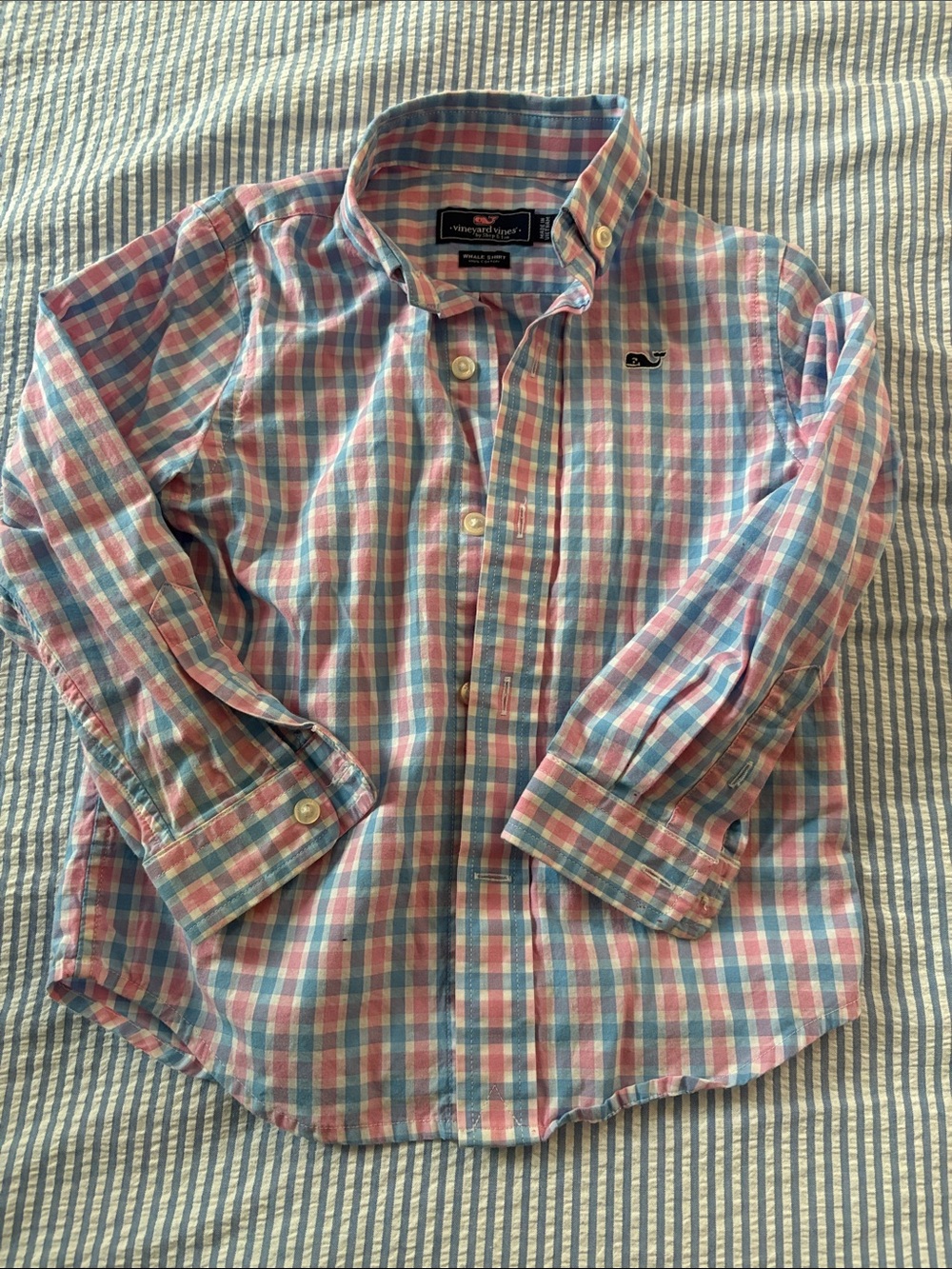 Vineyard Vines Pink and Blue Plaid Button-Down Shirt